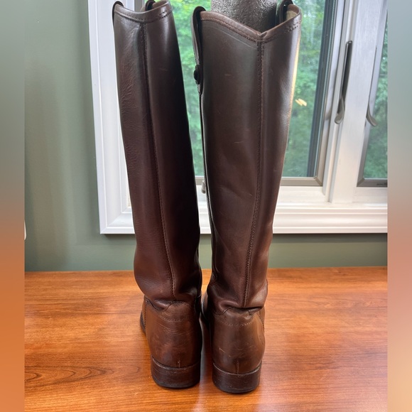 Frye Melissa Button Brown Leather Boots Size 8.5 Style 77168 Extended Calf - Picture 5 of 16